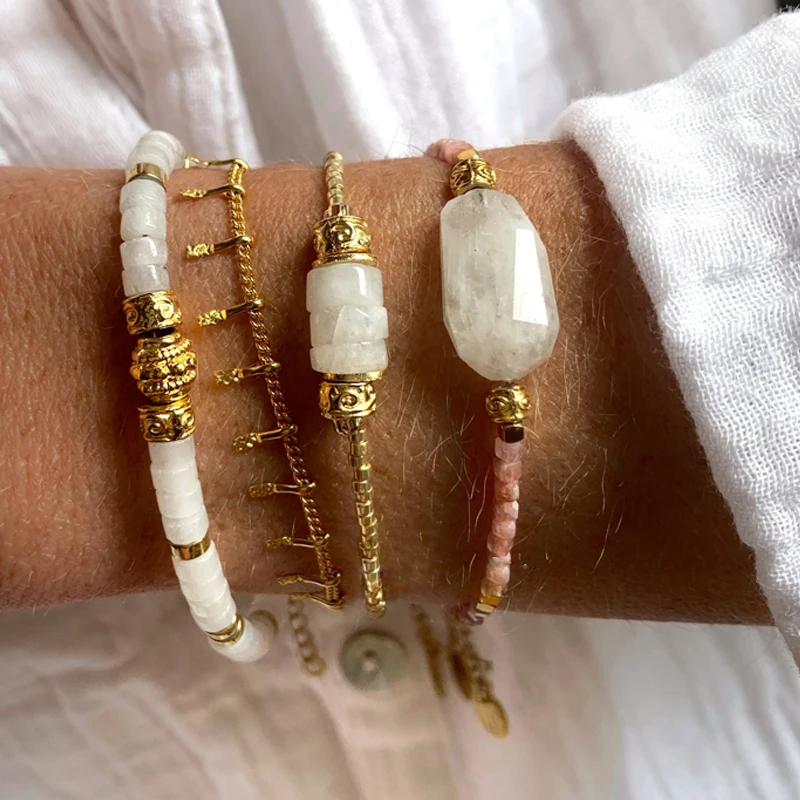 Handmade Geometry Natural Stone Copper Alloy Beads Mixed Bracelet White Jade Rhodochrosite Adjustable Arm Jewelry Gift
Handmade Geometry Natural Stone Copper Alloy Beads Mixed Bracelet White Jade Rhodochrosite Adjustable Arm Jewelry Gift
