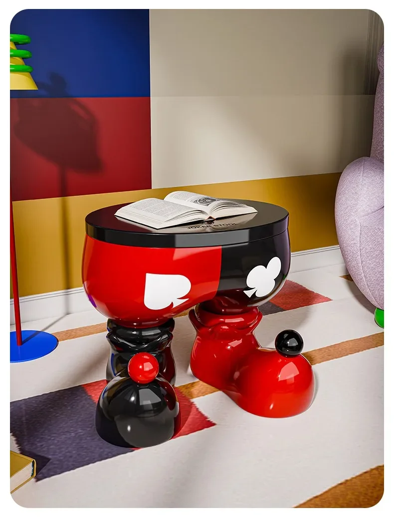 Creative clown shoe-changing stool large floor-standing ornaments high-end home living room storage decorations Creative clown shoe-changing stool large floor-standing ornaments high-end home living room storage decorations