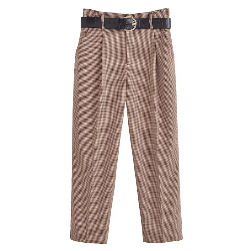 TRAF Autumn Embossed Belt Tapered Fit Pants For Woman Retro High-Waist Cropped Pants Commuter Pockets Metal Buckle Trousers Lady
TRAF Autumn Embossed Belt Tapered Fit Pants For Woman Retro High-Waist Cropped Pants Commuter Pockets Metal Buckle Trousers Lady