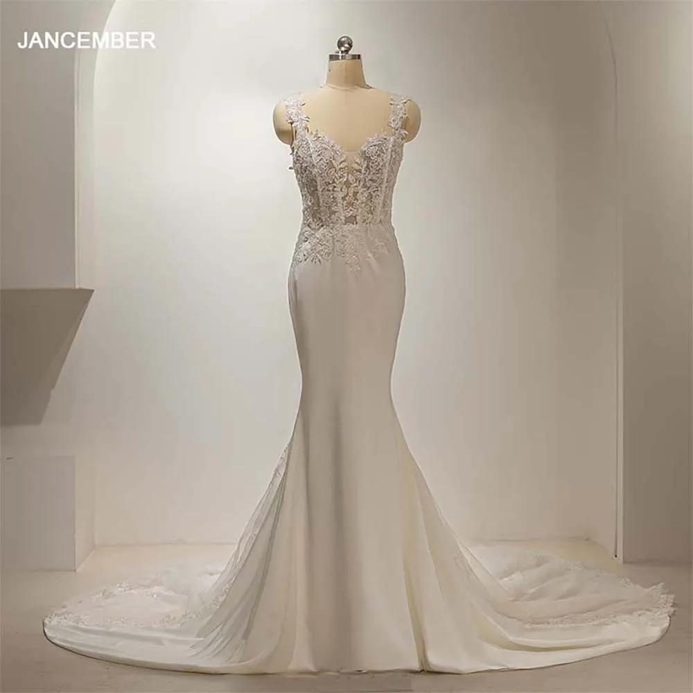 JANCEMBER Simple Wedding Gown For Bride 2023 Satin V-neck Mermaid Lace Wedding Dress Appliques Zipper QD06236 Vestidos De Novia
JANCEMBER Simple Wedding Gown For Bride 2023 Satin V-neck Mermaid Lace Wedding Dress Appliques Zipper QD06236 Vestidos De Novia