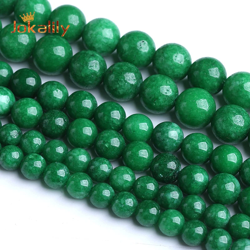 

A+ Natural Stone Emerald Green Jades Beads For Jewelry Making Round Loose Spacer Beads DIY Charms Bracelet 4 6 8 10 12mm 15"inch