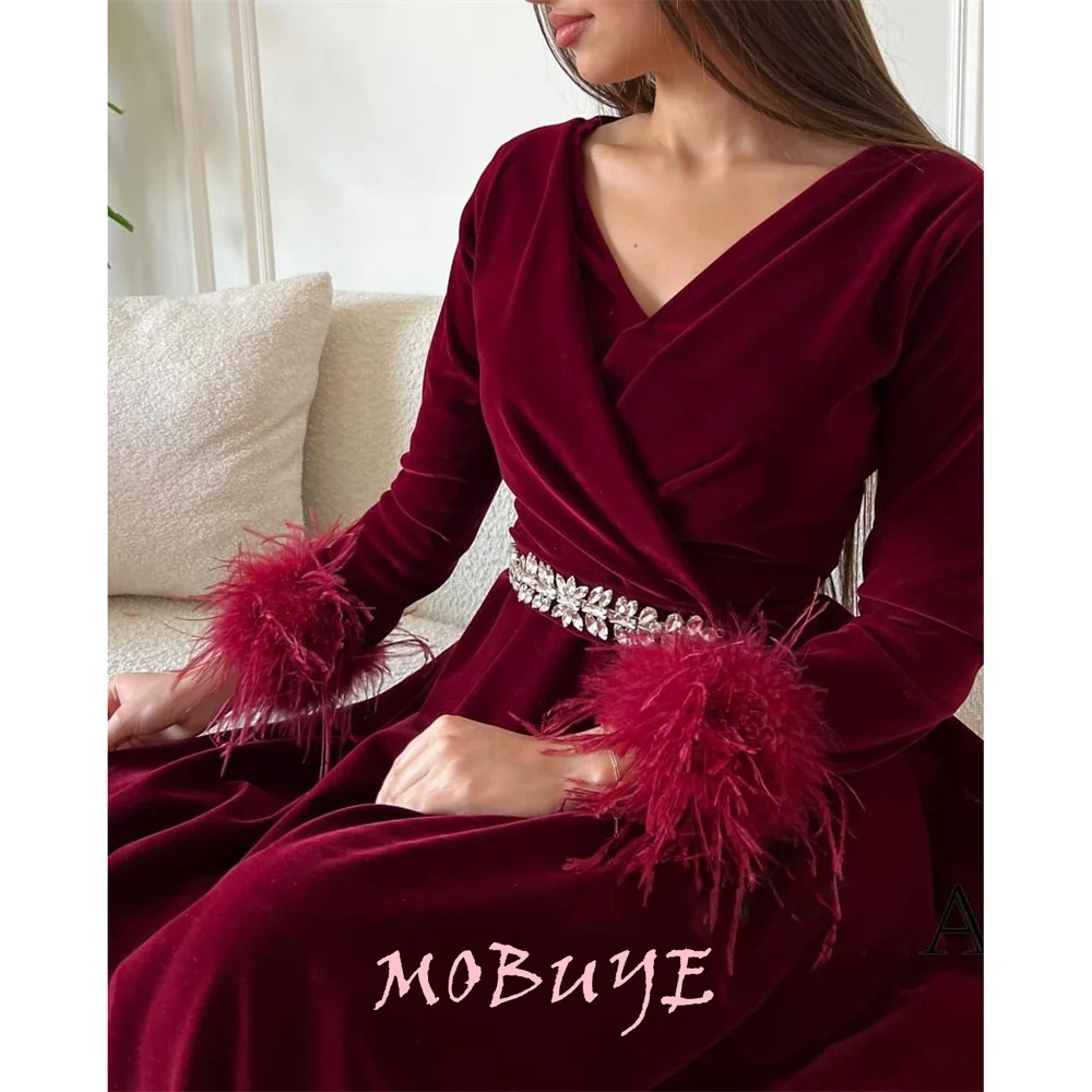 MOBUYE 2024 Popular V Neckline A-Line Prom Dress Ankle-Length With Long Sleeves Evening Fashion Elegant Party Dress For Women
MOBUYE 2024 Popular V Neckline A-Line Prom Dress Ankle-Length With Long Sleeves Evening Fashion Elegant Party Dress For Women