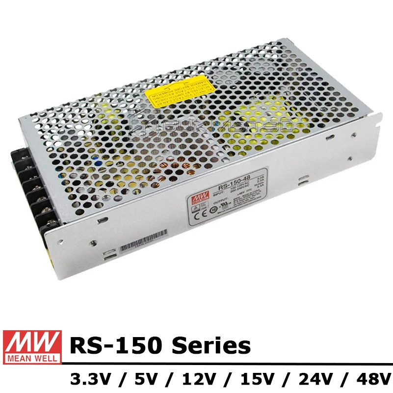 Mean Well RS-150 Series AC/DC 150W 3.3V 5V 12V 15V 24V 48V Single Output Switching Power Supply Unit
Mean Well RS-150 Series AC/DC 150W 3.3V 5V 12V 15V 24V 48V Single Output Switching Power Supply Unit