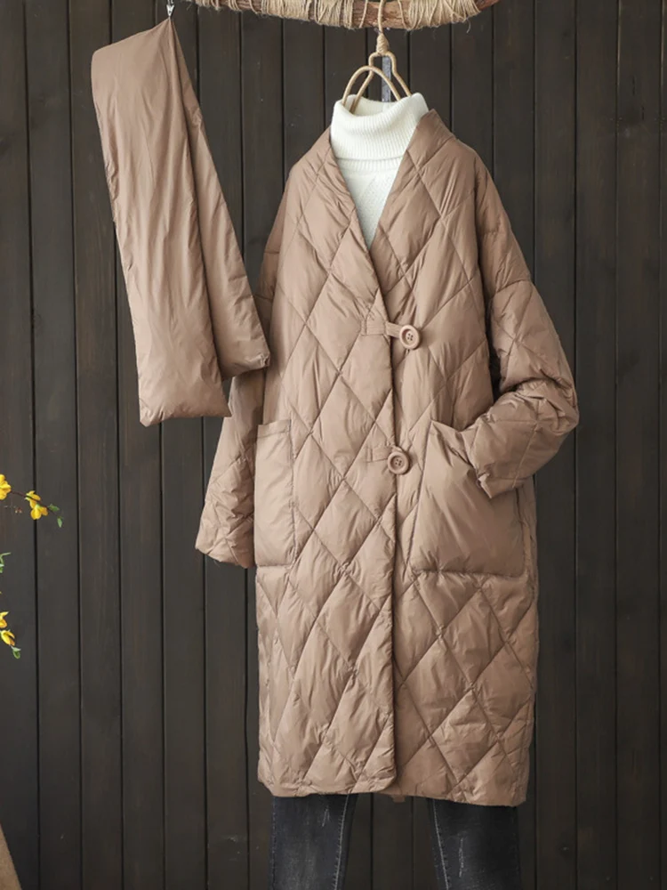 New Winter Coat Women White Down Jacket Female Casual Long Parkas with Scarf Warm Loose Snow Coat 
New Winter Coat Women White Down Jacket Female Casual Long Parkas with Scarf Warm Loose Snow Coat