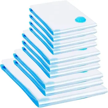 방습 진공 가방 의류 보관 밸브 포함, 투명 접이식 여행 공간 절약, 흡인 압축, 1 개, 6 사이즈 상품 이미지