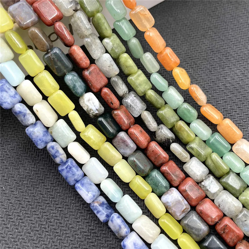 

Charm Natural Stone Rectangular Loose Beads for Jewelry Making Supplies Agate Aventurine Jade DIY Women Gift Accessories Square