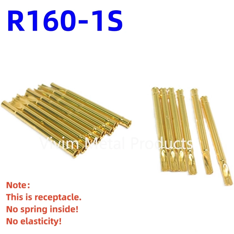 

100PCS R160-1S Test Pin P160-B1 Receptacle Brass Tube Needle Sleeve Seat Solder Connect Probe Sleeve 23.7mm Outer Dia 1.67mm