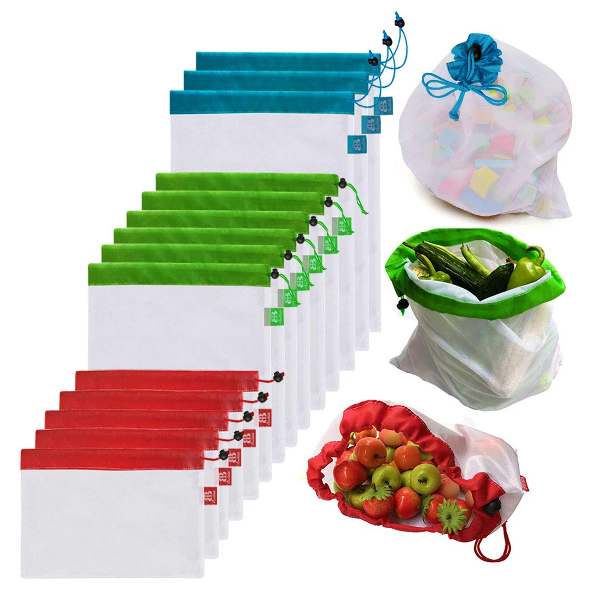 15pcs/lot Reusable Mesh Produce Bags Washable Eco Friendly Bags for Grocery Shopping Storage Fruit Vegetable Toys Sundries Bag
15pcs/lot Reusable Mesh Produce Bags Washable Eco Friendly Bags for Grocery Shopping Storage Fruit Vegetable Toys Sundries Bag