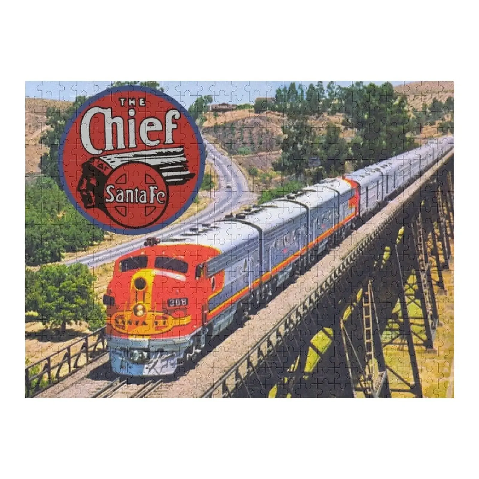 

Sante Fe Railroad: The Chief Jigsaw Puzzle Custom Personalize Wooden Decor Paintings Custom Gift Puzzle