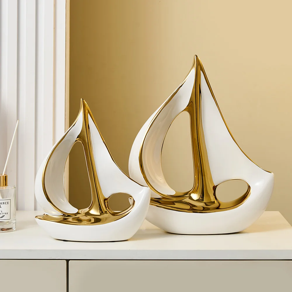 Home Decor Luxury Sailboat Sculpture Post-modern Living Room Ornaments Office Desk Accessories Decorative Boat Figurines Craft
Home Decor Luxury Sailboat Sculpture Post-modern Living Room Ornaments Office Desk Accessories Decorative Boat Figurines Craft