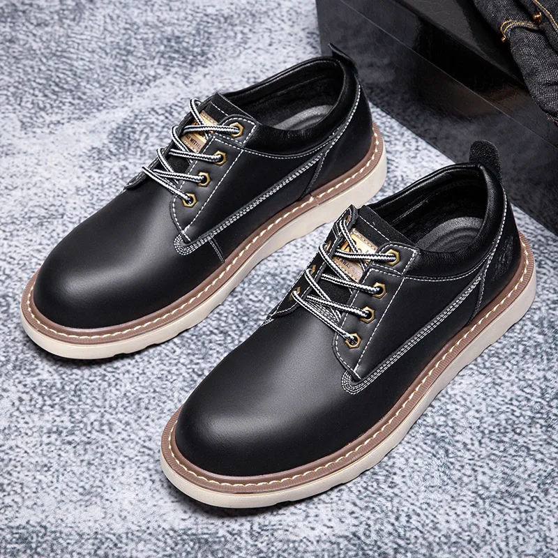 

Men's winter boots velvet snow-soled comfort and stylish round-toed spring shoes add warmth to loafers leather's new list