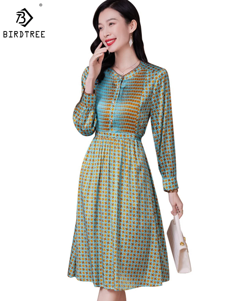 Birdtree 91.2%Real Silk Commute Dress Women Round Neck Long Sleeve Print Slim Sweet Elegant A-line Dresses Summer 2024 D41112QD
Birdtree 91.2%Real Silk Commute Dress Women Round Neck Long Sleeve Print Slim Sweet Elegant A-line Dresses Summer 2024 D41112QD