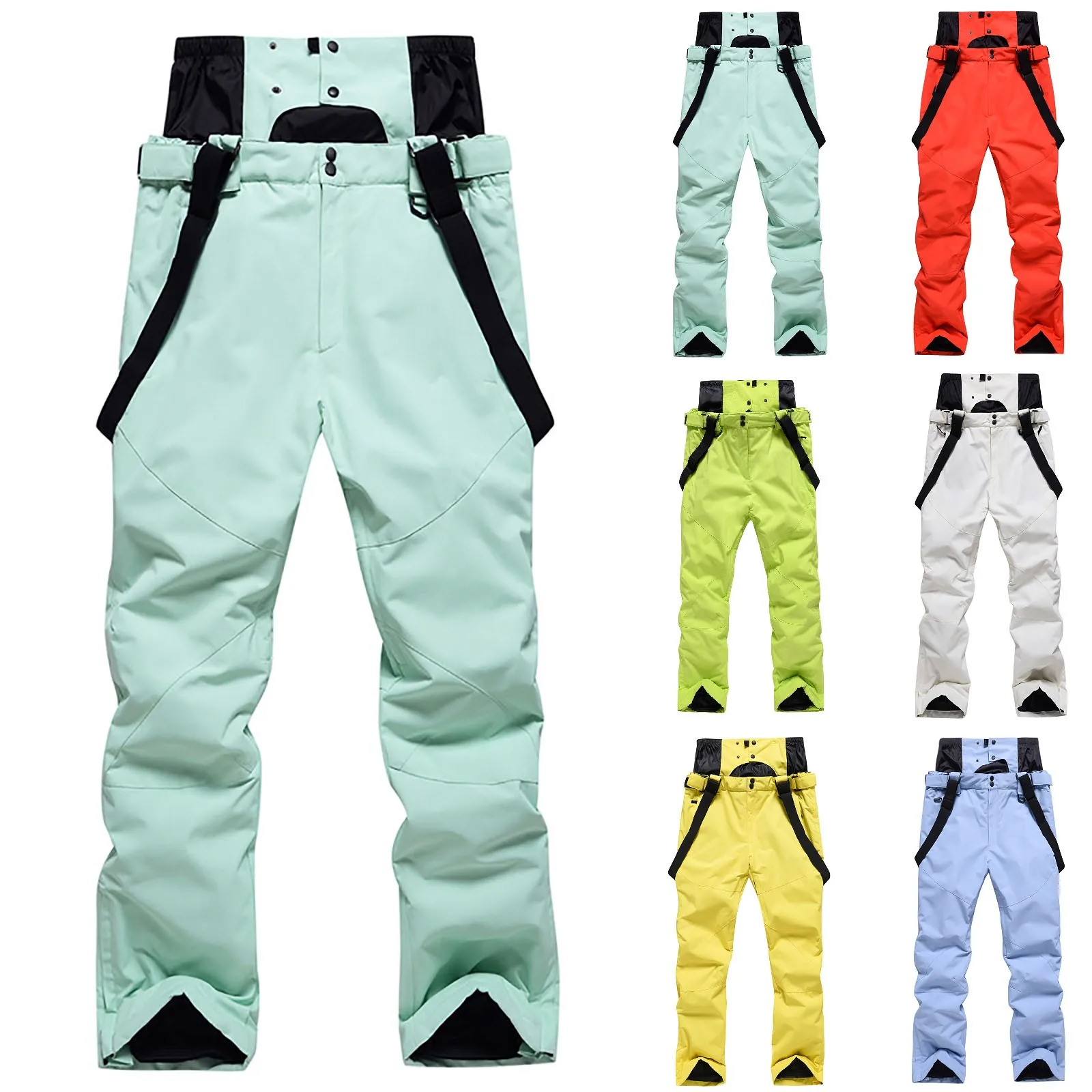 

Mens Winter Ski Pants Warm Veneer Double Board Windproof Pants Strap Snowboard Overalls Thicken Snow Clothes Thermal Ski Wear