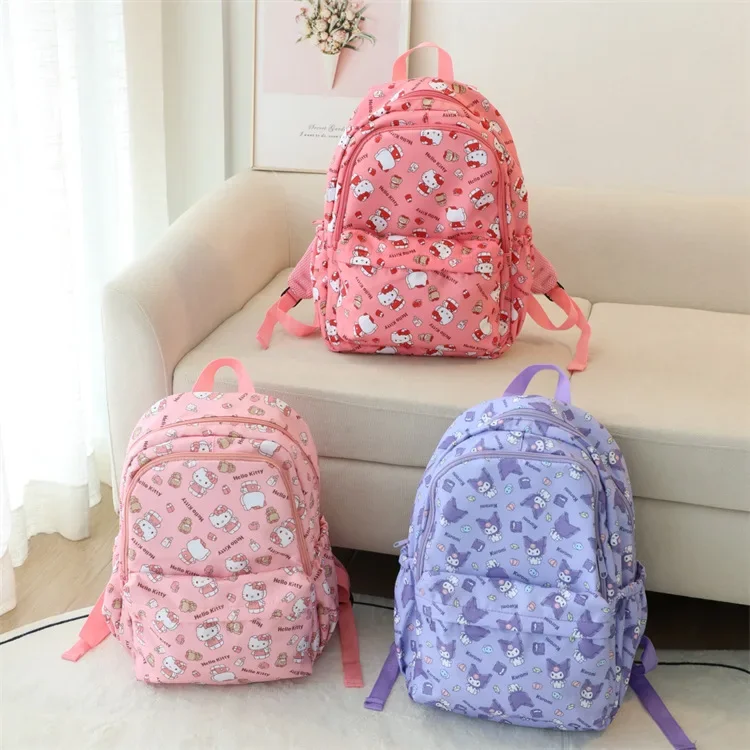 

Вместительный рюкзак Hello Kitty Sanrio, сумка для книг kuromi, школьные ранцы для студентов, мультяшный ранец для девочек, рюкзак для ноутбука