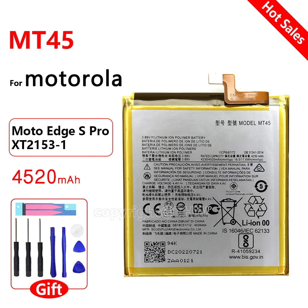 100% Original Replacement Battery, MT45 for MOTO, Motorola EDGE S PRO, XT2153-1, 4520mAh, Rechargeable Batteries Batteria
100% Original Replacement Battery, MT45 for MOTO, Motorola EDGE S PRO, XT2153-1, 4520mAh, Rechargeable Batteries Batteria