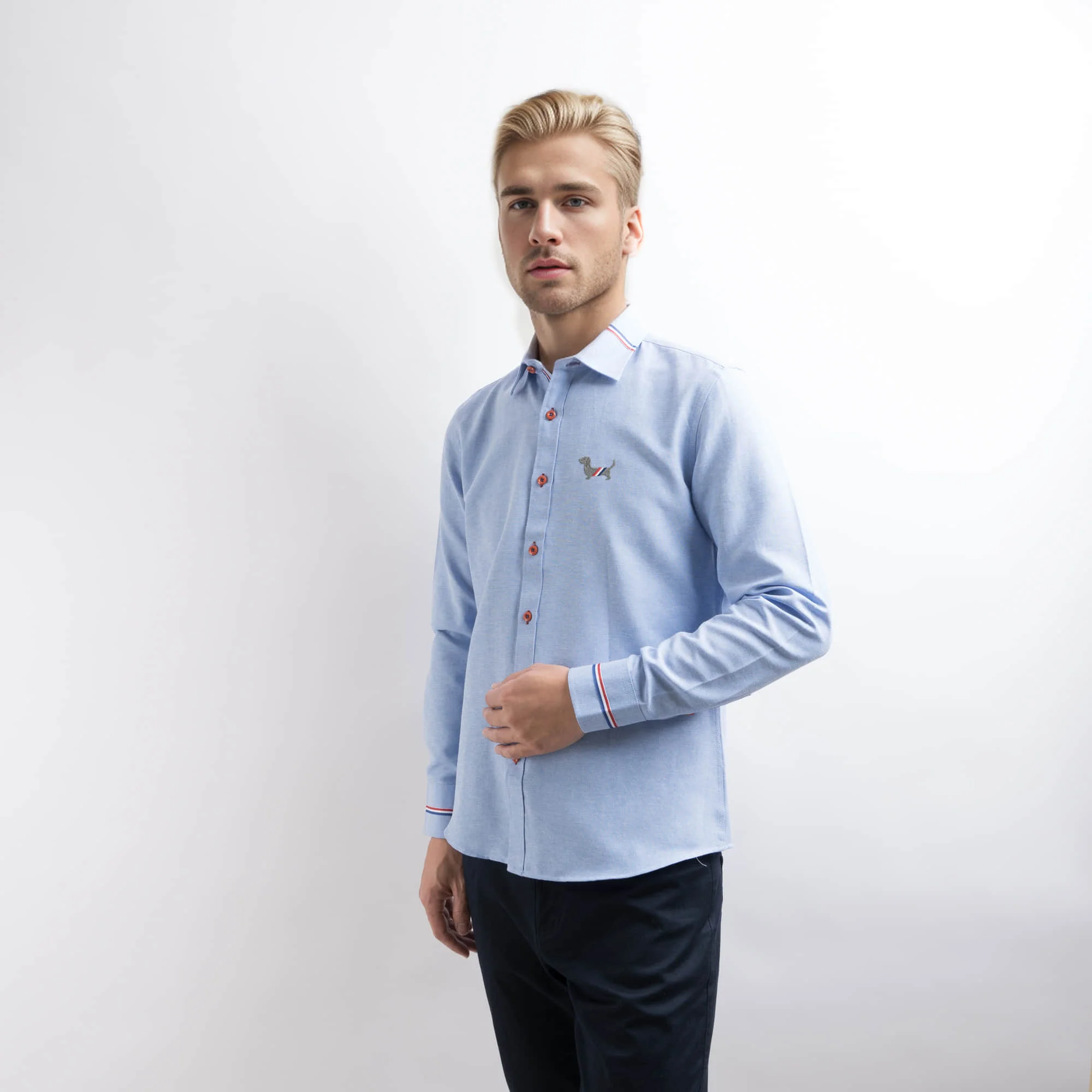 Mens Luxury Brand Shirts Maison Lowrie RWB Stripe Trim Males Classic RWB Mascot Hector Embroidery Long Sleeve Shirt Ins Style
Mens Luxury Brand Shirts Maison Lowrie RWB Stripe Trim Males Classic RWB Mascot Hector Embroidery Long Sleeve Shirt Ins Style