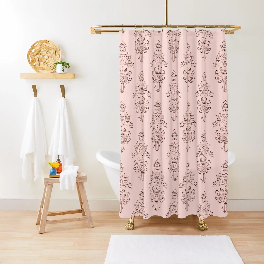 

Rose Gold Haunted Mansion Wallpaper Carving Shower Curtain Waterproof Fabric Bathroom Curtains Bathroom Deco