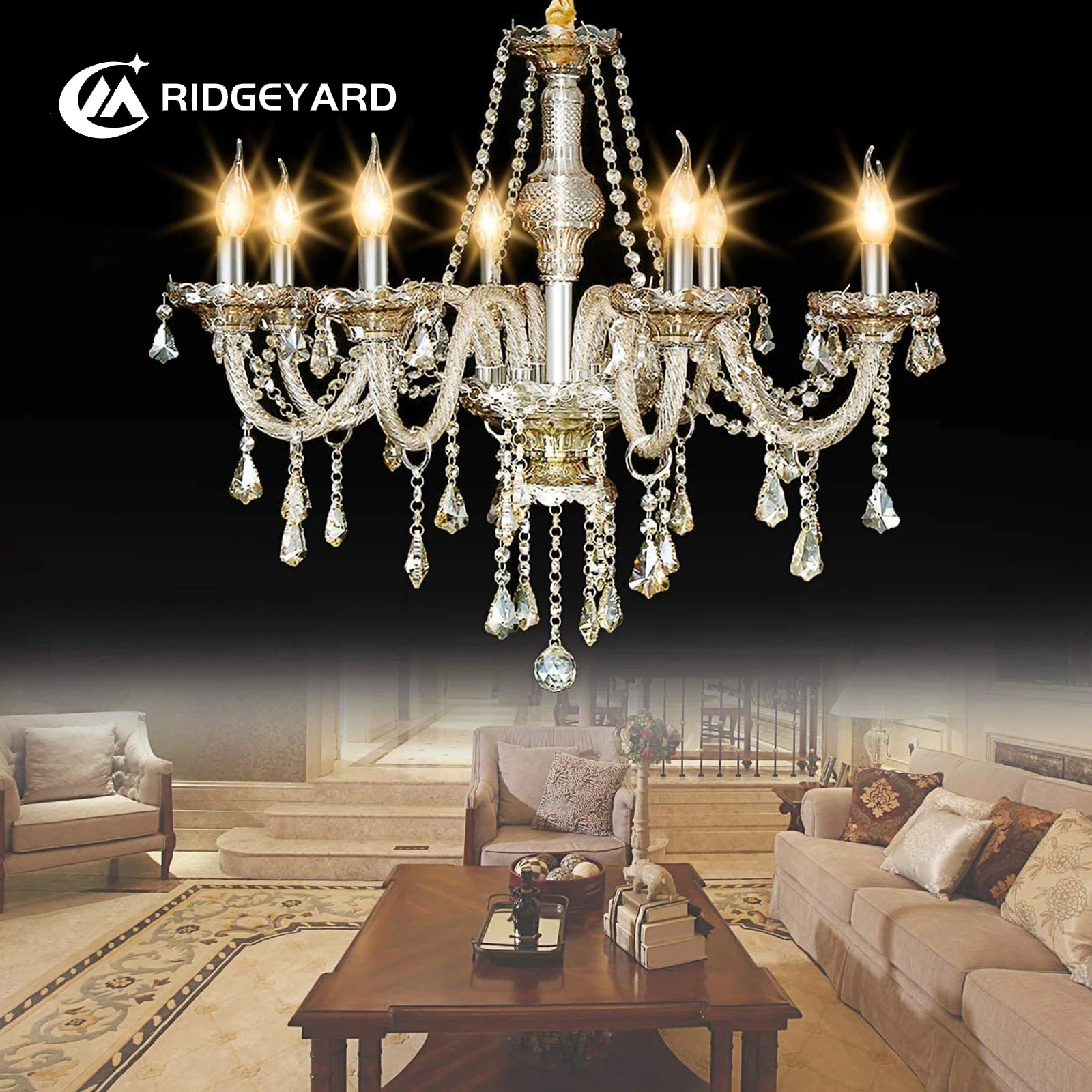 Ridgeyard Modern Chandelier Candle Lamp 8-10 Arms Cognac Ceiling Light Fixture K9 Crystal Pendant Lighting for Living Room Hotel
Ridgeyard Modern Chandelier Candle Lamp 8-10 Arms Cognac Ceiling Light Fixture K9 Crystal Pendant Lighting for Living Room Hotel
