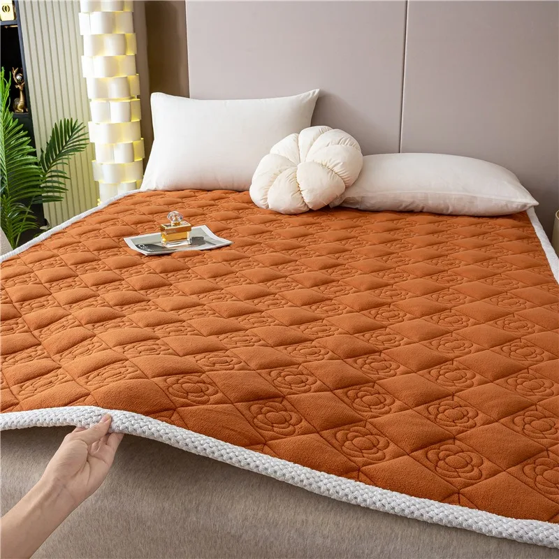 

Теплое одеяло из кораллового флиса, толстые Наматрасники для зимы, однотонный защитный чехол на матрас для двуспальной кровати
