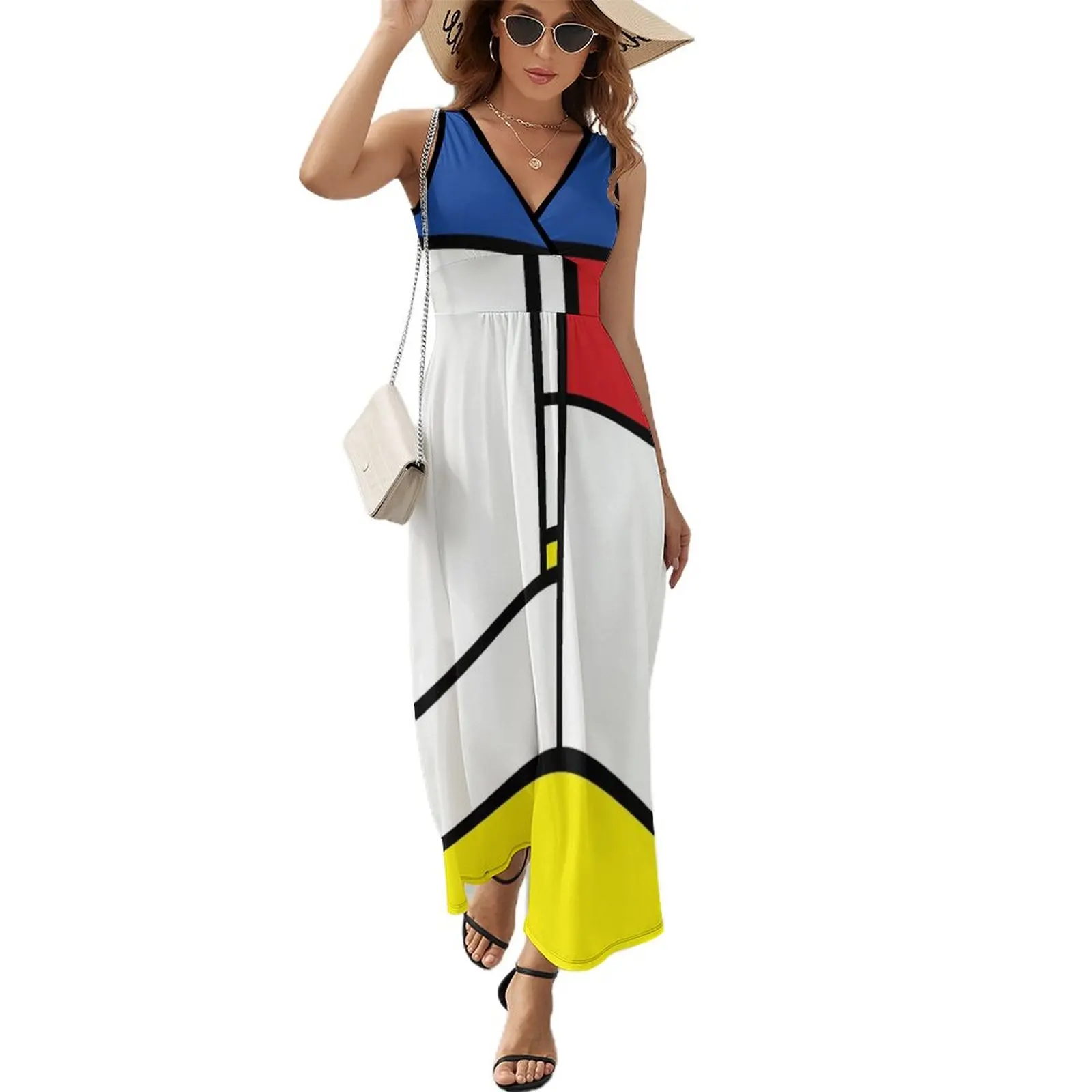 

Mondrian Minimalist De Stijl Modern Art  fatfatin Sleeveless Dress Woman fashion summer outfits for women 2023