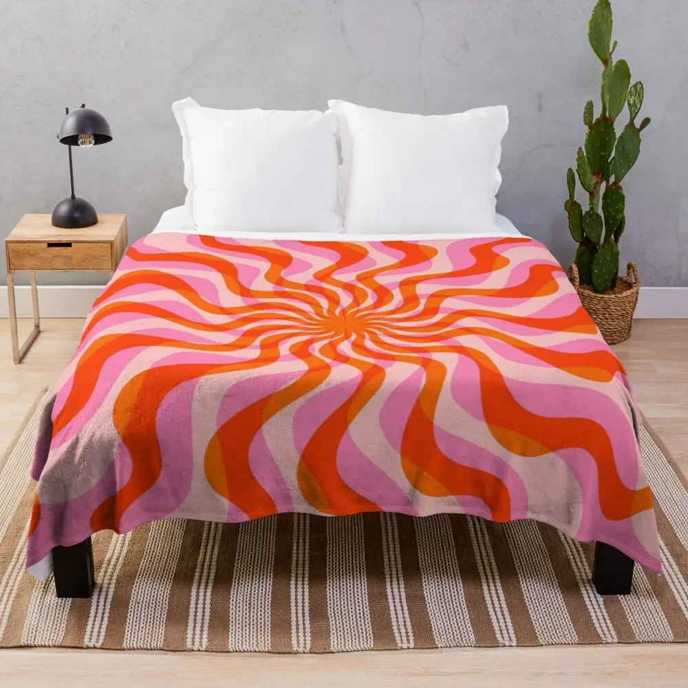 

Swirl 70s Retro Abstract Pink and Orange Throw Blanket Polar for babies anime heavy to sleep sofa bed Blankets