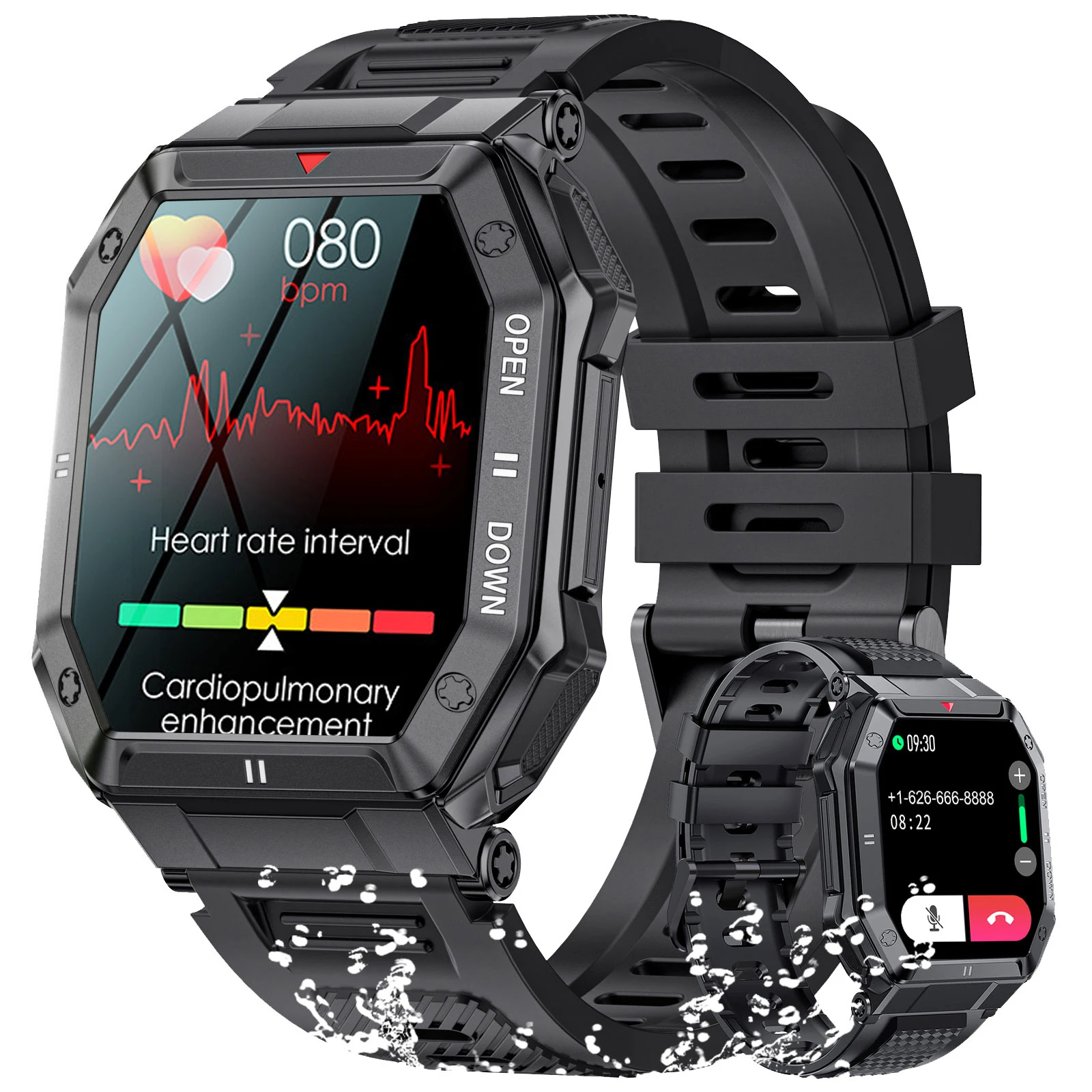 New Military Smart Watches for Men,5ATM Waterproof Outdoors Sport Fitness Activity Tracker Health Monitor Watch, 1.85'' HD scree
New Military Smart Watches for Men,5ATM Waterproof Outdoors Sport Fitness Activity Tracker Health Monitor Watch, 1.85'' HD scree