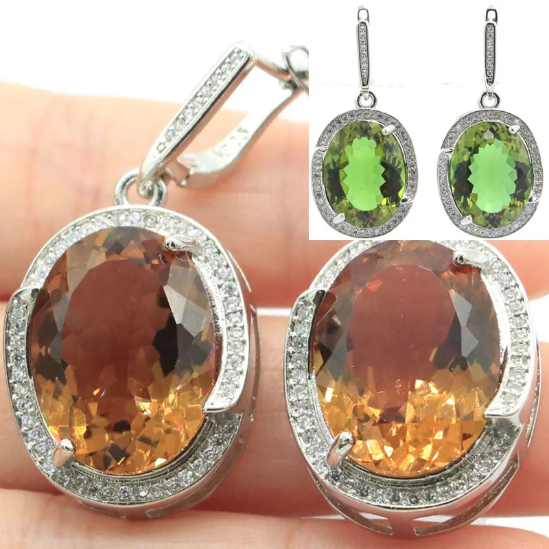 

40x20mm 18g Big Gemstone 20x15mm Zultanite Color Changing Alexandrite Topaz Real Red Ruby Green Emerald Silver Earrings