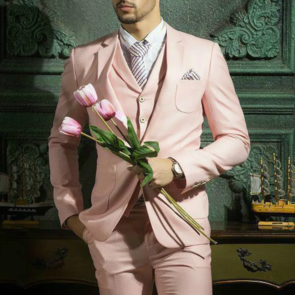 New Handsome Pink 3 Pieces Men Goom Wedding Dress Terno Masculino Fashion Male Suit Slim Fit Mens Suits
New Handsome Pink 3 Pieces Men Goom Wedding Dress Terno Masculino Fashion Male Suit Slim Fit Mens Suits