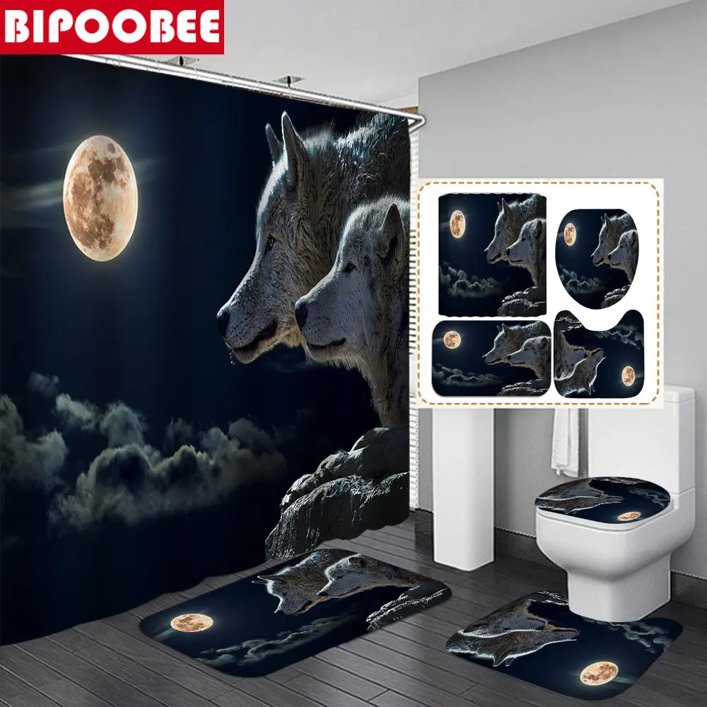 Wolf Lover Shower Curtains 3D Forest Animals Bath Curtain Anti-slip Carpet Polyester Toilet Rugs Bathroom Decoration Accessories
Wolf Lover Shower Curtains 3D Forest Animals Bath Curtain Anti-slip Carpet Polyester Toilet Rugs Bathroom Decoration Accessories