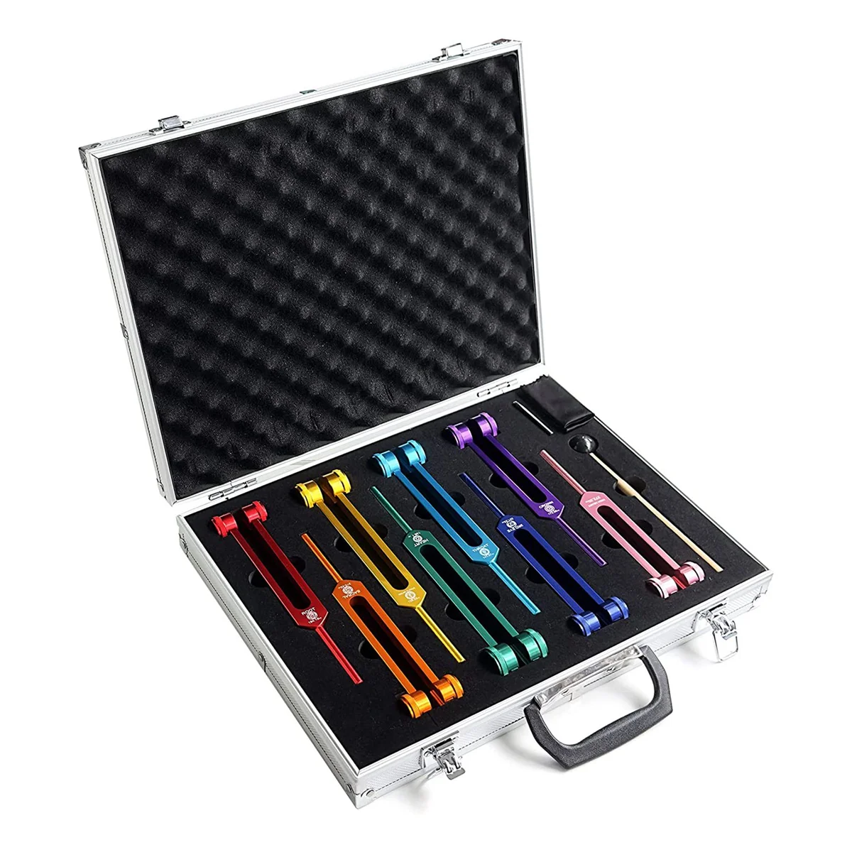 Chakra Tuning Fork Set for Healing,Sound Therapy,Keep Body,with Rubber Mallet,Wrench,Cleaning Cloth and Aluminum Box
Chakra Tuning Fork Set for Healing,Sound Therapy,Keep Body,with Rubber Mallet,Wrench,Cleaning Cloth and Aluminum Box