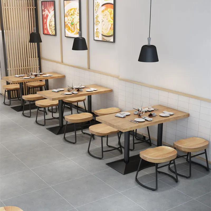 

C-52 C-54 Restaurant Solid wood table and chair combination milk tea dessert Burger restaurant log dining table and chair commer