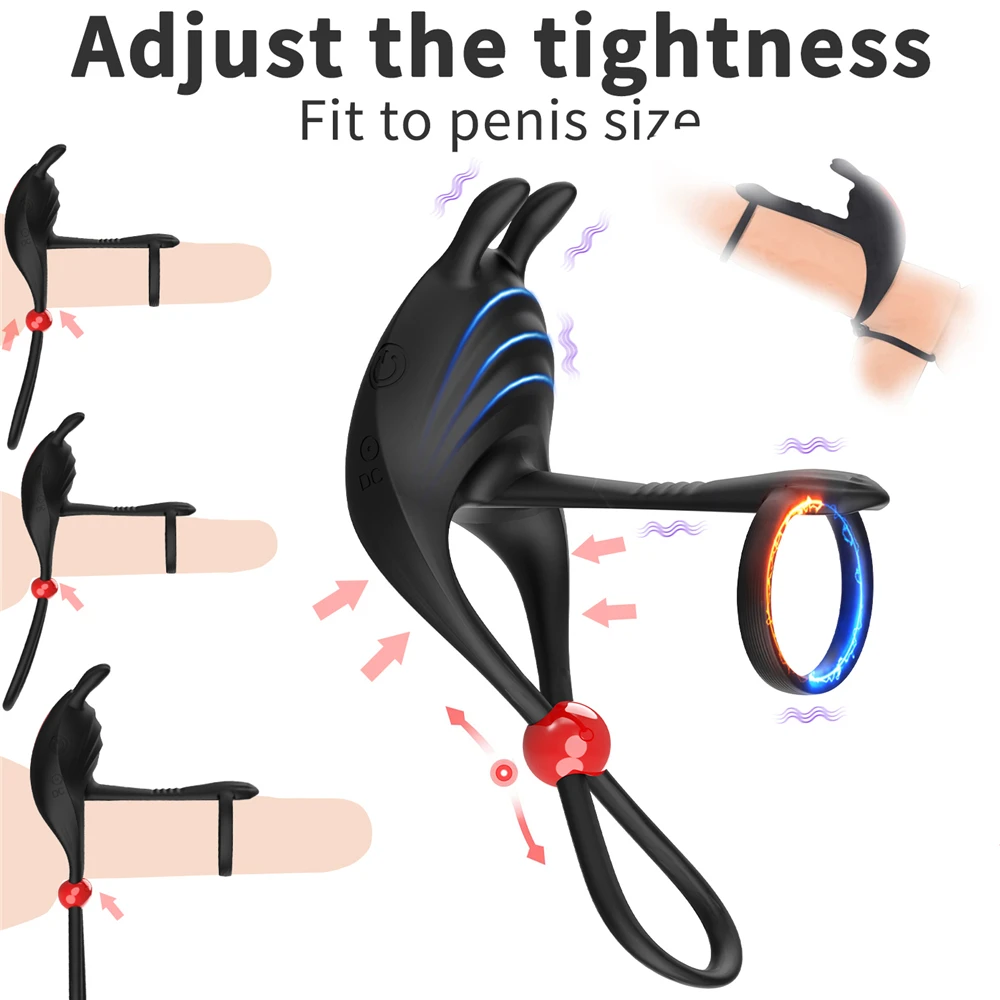 Anneau pénien vibrant réglable pour hommes, anneau pénien télécommandé, retard d'éjaculation, jouet sexuel pour couples, UNIS issement du clitoris 3