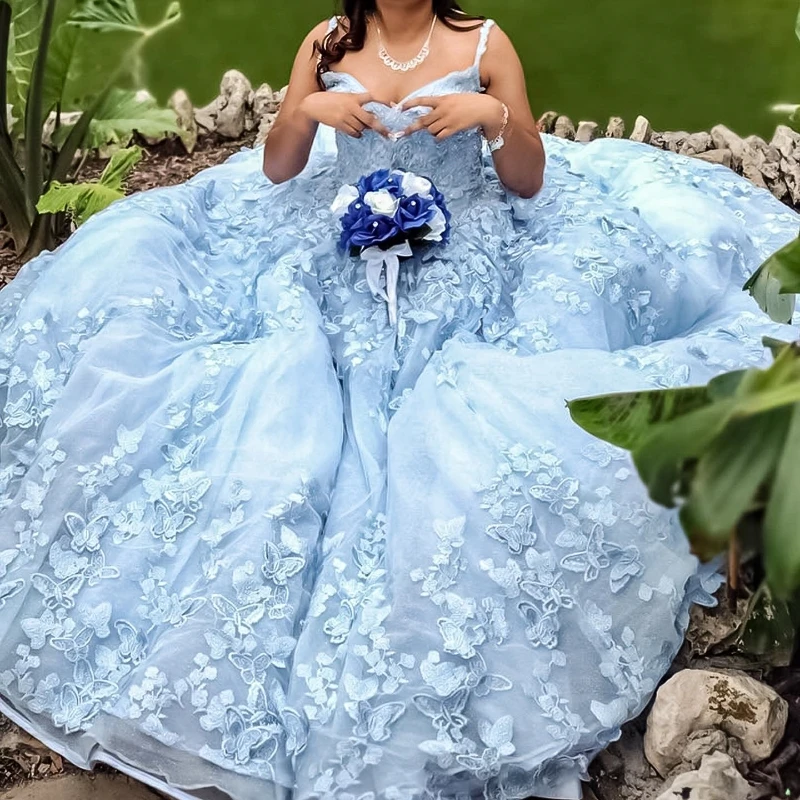 ANGELSBRIDEP Light Blue Quinceanera Dresses Spaghetti Strap Sweet 16 Dress Appliques With Bow Back Chic Vestidos De XV Anos
ANGELSBRIDEP Light Blue Quinceanera Dresses Spaghetti Strap Sweet 16 Dress Appliques With Bow Back Chic Vestidos De XV Anos
