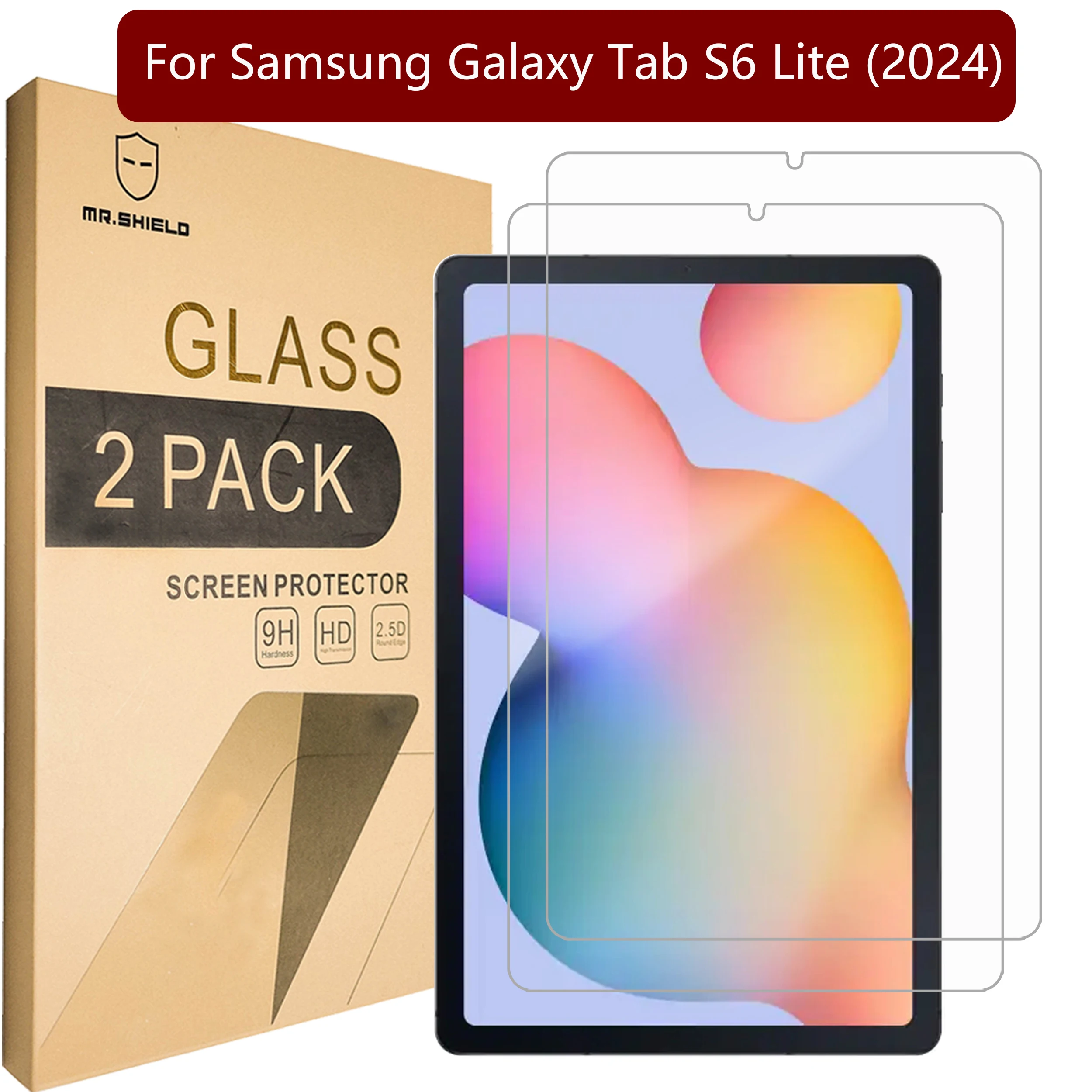 

Защитная пленка Mr.Shield для экрана, совместимая с Samsung Galaxy Tab S6 Lite (2024) [закаленное стекло] [2 шт. в упаковке] [твердость 9H]