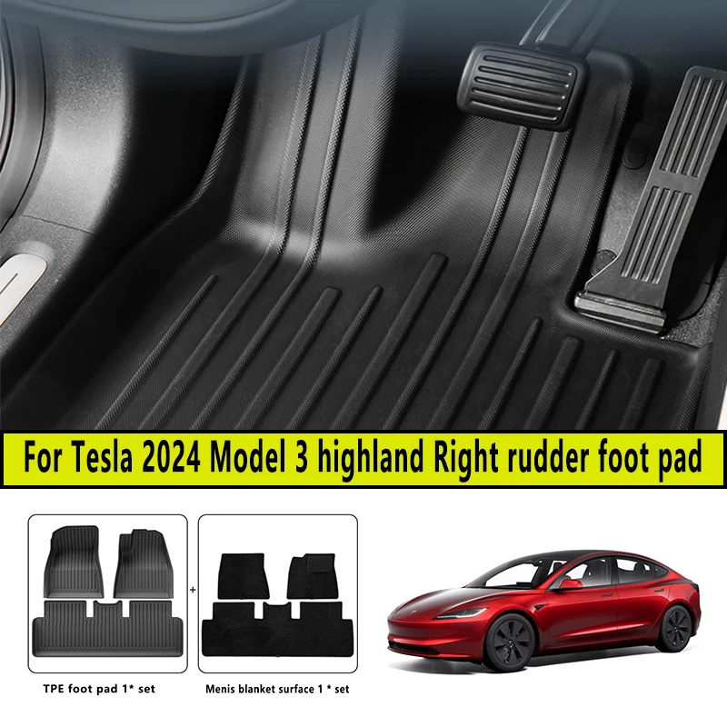 

For new models Tesla 2024 Model 3 highland Right rudder Fully Surrounded Floor Mats Waterproof Non-Slip Carpet Foot Accessorie