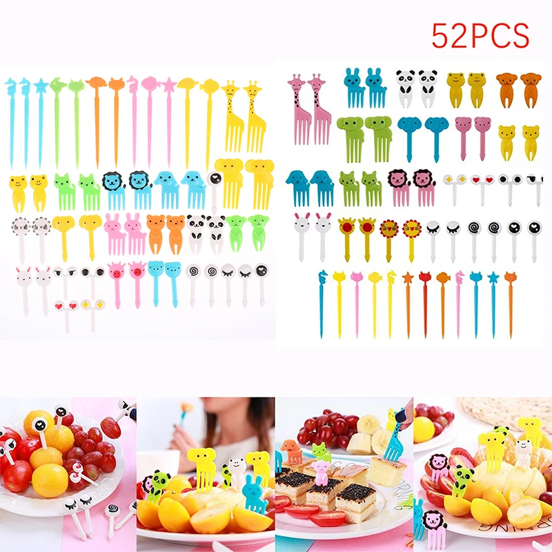 

8/10/24/52pcs Cute Mini Farm Cartoon Food Picks Children Snack Cake Dessert Food Fruit Forks Lunch Bento Accessories Party Decor