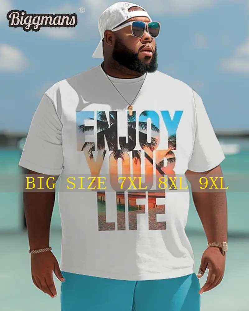 

Biggmans L-9Xl For Men's T-shirt Hawaiian Gradient Coconut Tree Print Shorts Men's Plus Size Suit Top