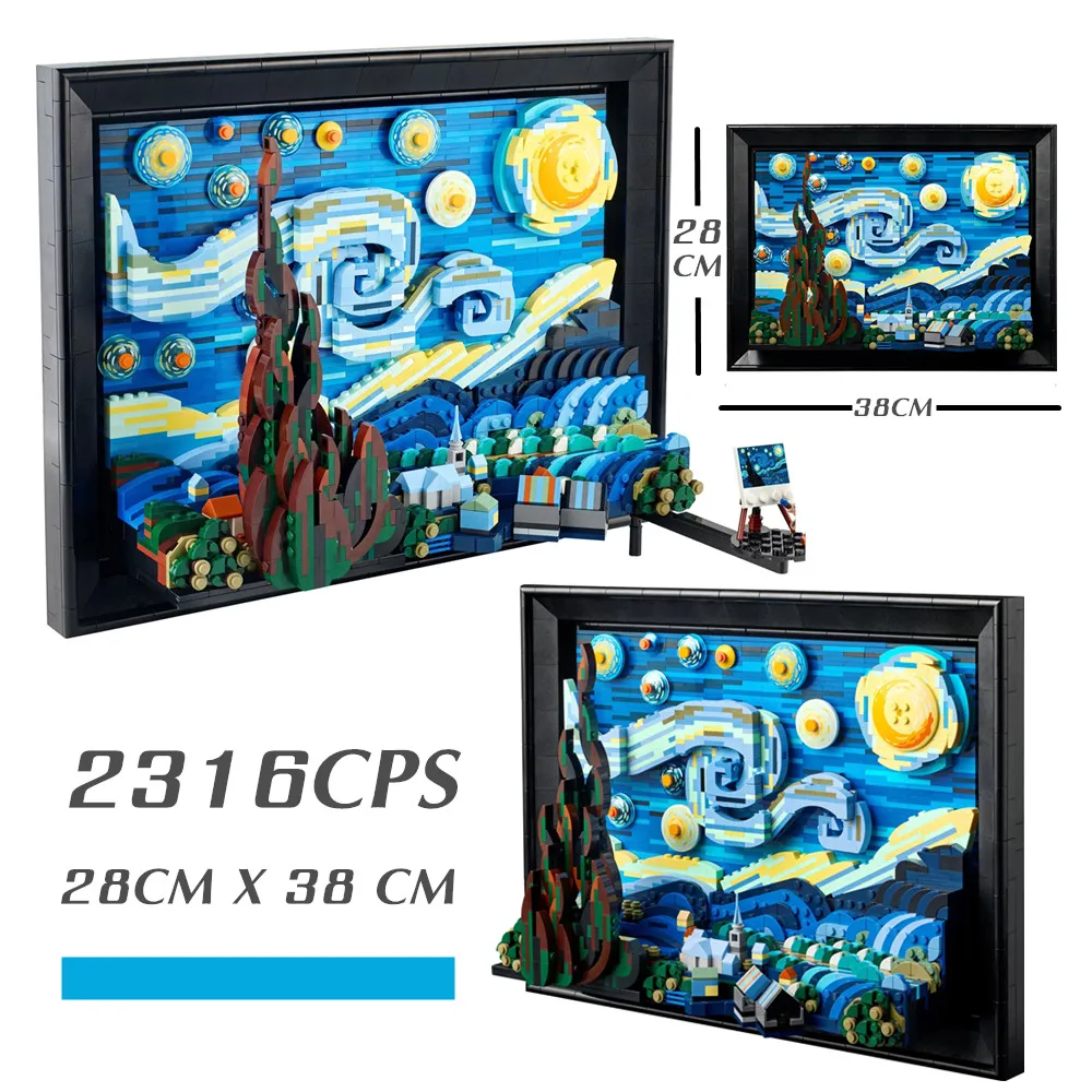 

Ideas 2316pcs The Starry Night Vincent Van Gogh Model Building Blocks Bricks Educational Toys For Boy Kids Christmas Gifts 21333