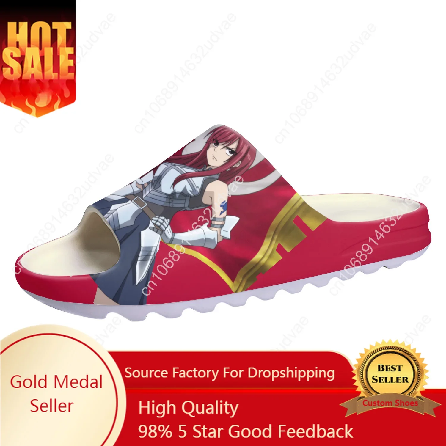 

Fairy Tail Erza Scarlet Soft Sole Sllipers Step In Home Clogs Customized Water Shoes Mens Womens Teenager Step on Shit Sandals