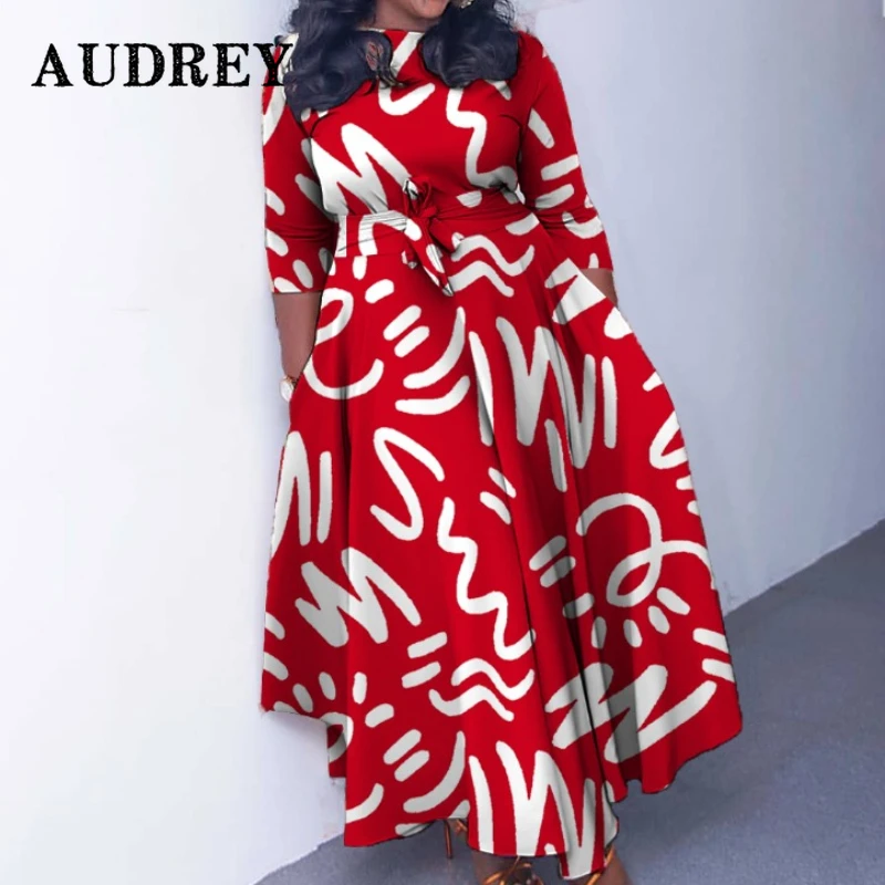 Plus Size Casual Long Sleeve Printing Dress Elegant Crew Neck High Waist Lace Up Party Evening Dresses Ladies Clubwear Vestidos
Plus Size Casual Long Sleeve Printing Dress Elegant Crew Neck High Waist Lace Up Party Evening Dresses Ladies Clubwear Vestidos