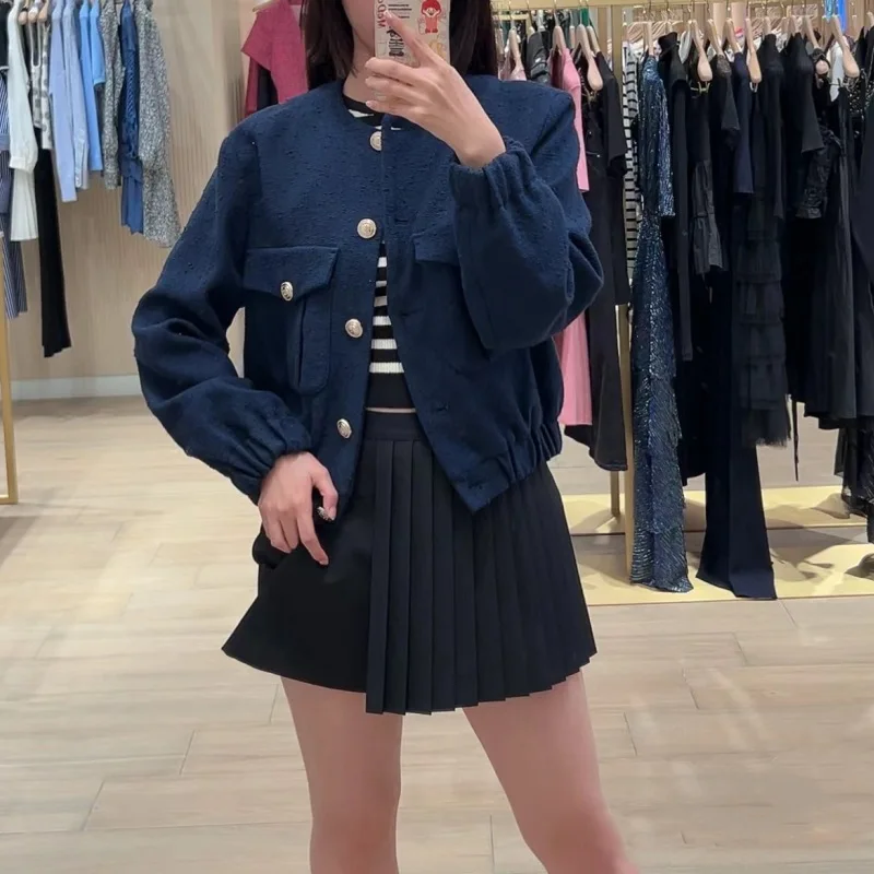 Women Jacket O-Neck Long Sleeve Solid Color Early Spring 2024 New Ladies Elastic Hem Single Breasted Elegant Coat with Pockets
Women Jacket O-Neck Long Sleeve Solid Color Early Spring 2024 New Ladies Elastic Hem Single Breasted Elegant Coat with Pockets