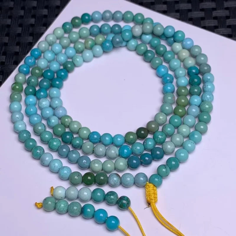

Raw Ore Turquoise Rainbow round Beads Necklace Wholesale Bracelet Can Be around the Hand Four Circles Porcelain High Color