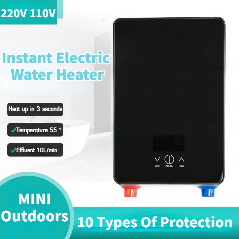 

110V Instant Water Heaters Wall Mounted Tankless Water Heater Electric with LED Display Under Sink 220V Overheating Protection