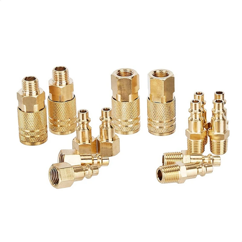 14 Pcs Quick Connect Brass Air Coupler And Plug Kit -Industrial Type 1/4 Inch NPT Solid Brass Quick Connect Fittings Set 
14 Pcs Quick Connect Brass Air Coupler And Plug Kit -Industrial Type 1/4 Inch NPT Solid Brass Quick Connect Fittings Set