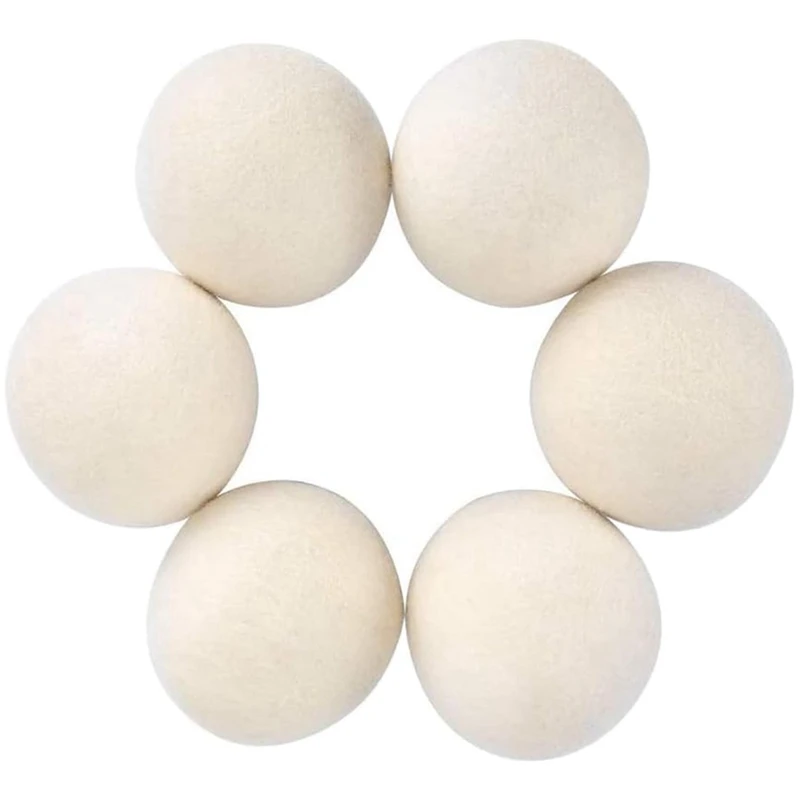 

6Pcs Wool Dryer Balls- Premium Natural - Made With Wool That Replaces Dryer Sheets - Lint Remover Durable Easy To Use 7Cm