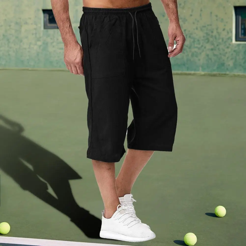 Men Cropped Pants Men's Mid-rise Elastic Drawstring Wide Leg Pants with Pockets for Summer Streetwear Cropped Trousers Pockets
Men Cropped Pants Men's Mid-rise Elastic Drawstring Wide Leg Pants with Pockets for Summer Streetwear Cropped Trousers Pockets