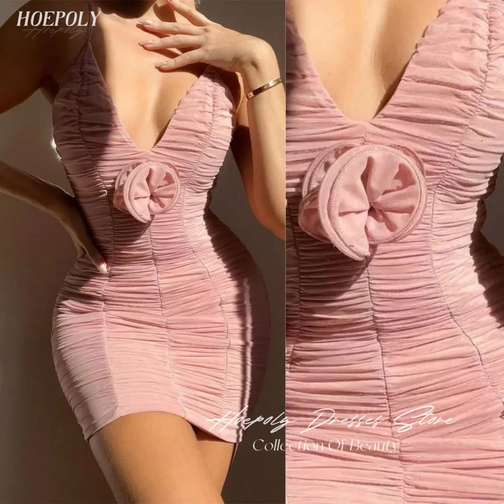 Hoepoly V-Neck Prom Dress Mini Dress With Elegant Ruched Pleat Pink USA Euro Evening Summer Cocktail Party Dress For Women
Hoepoly V-Neck Prom Dress Mini Dress With Elegant Ruched Pleat Pink USA Euro Evening Summer Cocktail Party Dress For Women