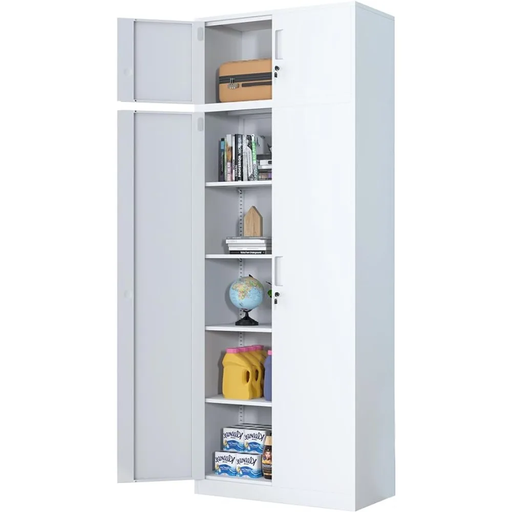 

Metal Storage Cabinet with Locking Doors and 4 Adjustable Shelves, 87.2-Inch Extra Tall Lockable Steel Storage Cabinets