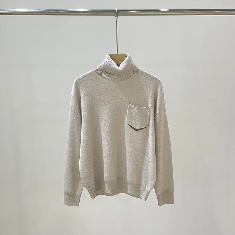 Autumn and Winter Cashmere Turtleneck Sweater Pocket Bead Chain Casual Warm Bottoming Shirt for Women New
Autumn and Winter Cashmere Turtleneck Sweater Pocket Bead Chain Casual Warm Bottoming Shirt for Women New