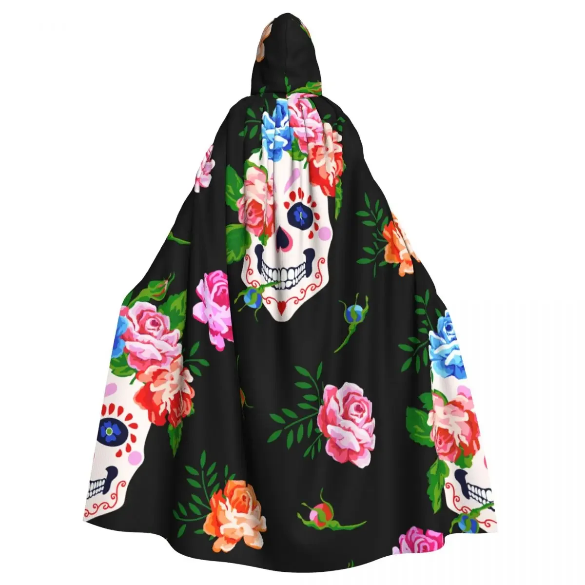 

Hooded Cloak Polyester Unisex Witch Cape Costume Accessory Suger Skull And Rose Elf Purim